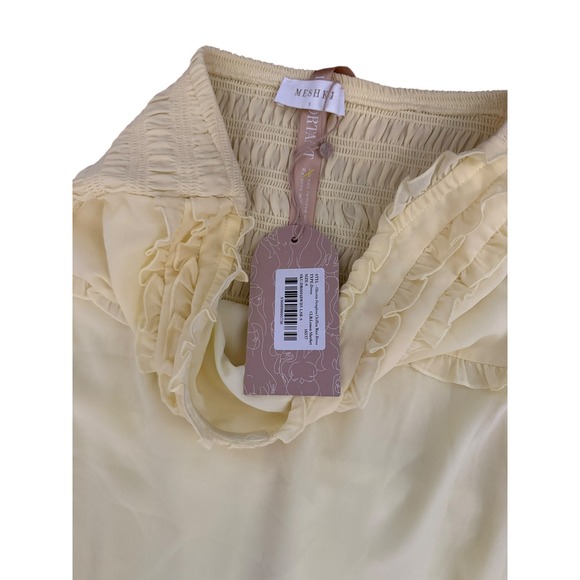 MESHKI Olivette Strapless Ruffle Maxi Dress Yellow Mermaid Fishtail Gown Size S - Picture 4 of 5